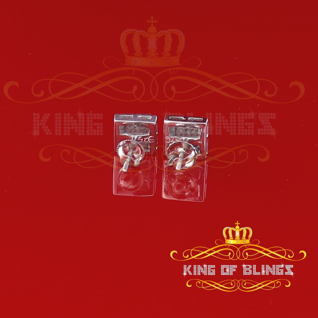 King of Bling's 925 Sterling Silver 0.15ct Real Diamond For Women's & Men's White Stud Earrings