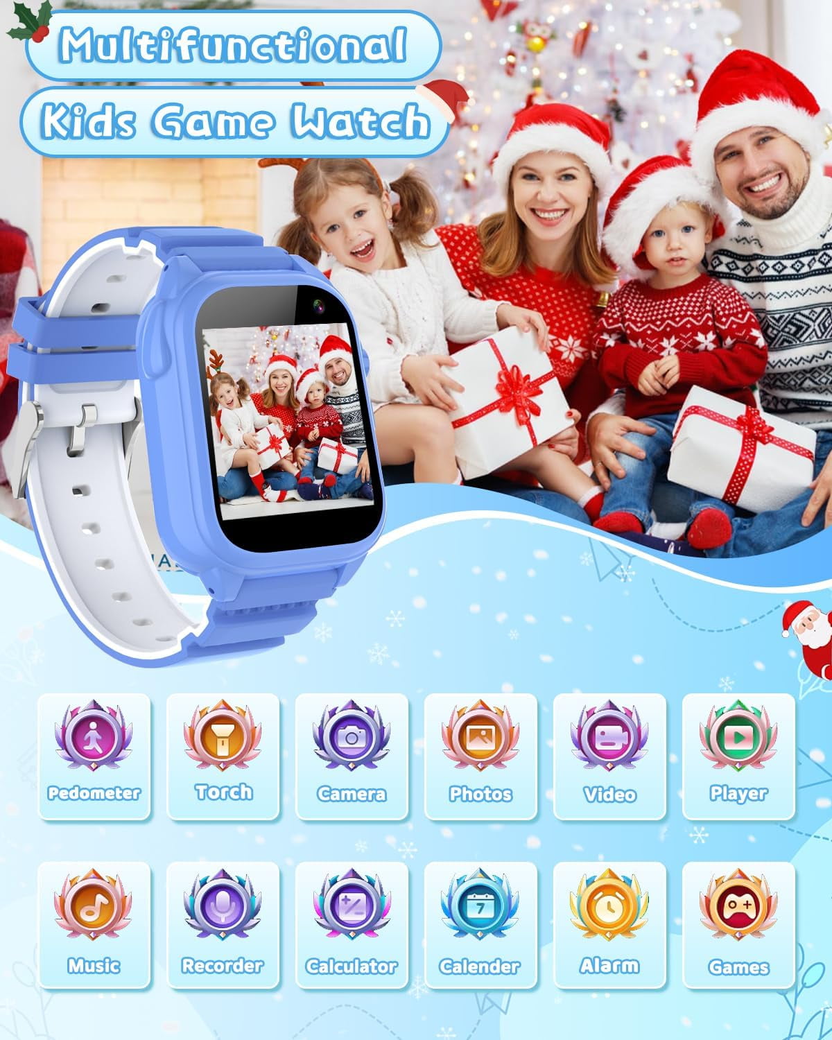 Kids Waterproof Smart Watch for 3-12 Year Old Boys Girls Learning Toys with 26 Puzzle Game 1.44'' HD Touchscreen Camera Video Music Audible Story Pedometer Alarm Watch for Christmas Learning Toy Gift