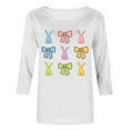 thumbnail image 6 of Fartey 2025 Easter Shirts for Women Cute Bunny Print 3/4 Sleeve Tops Slim Fit Crew Neck Tunic Blouse Plus Size Summer Casual Tees Loose Comfy Holiday T Shirts White S-5XL, 6 of 6