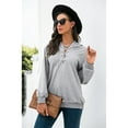 thumbnail image 2 of Women's Lace Up Criss Cross V Neck Hoodies Long Sleeve Top, Light Gray, Large, 2 of 5