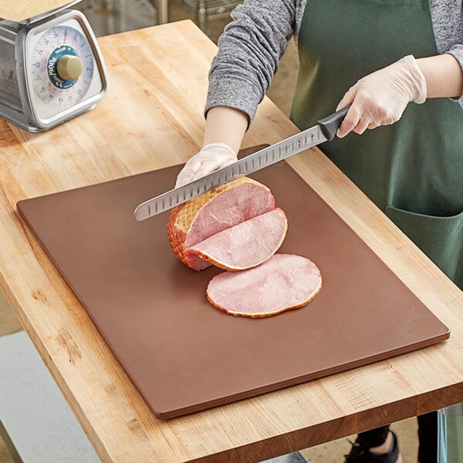 TrueCraftware- 24" X 18" X 1/2” Plastic Cutting Board for Kitchen Brown Color- Plastic Commercial Chopping Board Anti Slip Surface Chopping Food Cutting Mat for Meat Vegetables