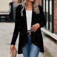 thumbnail image 2 of FYDUU Women's Open Front Sequin Coat Solid Color Irregular Casual Long Sleeve Blazer Coat Fashion Cardigan Jackets Women Outerwear Coats, 2 of 5