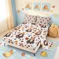 thumbnail image 2 of Manfei Cartoon Autumn Bear Queen Sheets, Fall Pine Cone Leaf Queen Sheet Sets, White Tan, 4pcs, 1 Flat Sheet, 1 Fitted Sheet and 2 Pillowcases, 2 of 6