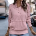 thumbnail image 5 of Fall Spring Women Sweatshirt Half-open Stand Collar Solid Color Loose Pullover with Big Pocket Elastic Cuffs OL Commuting Daily Top, 5 of 8