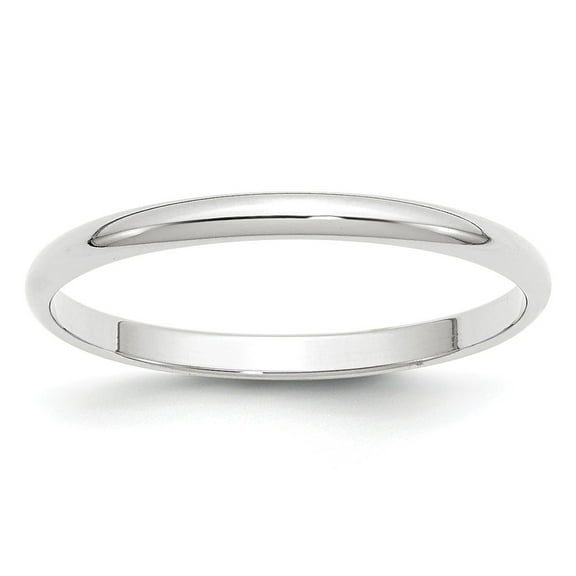 10k White Gold 2mm Lightweight Half Round Wedding Band Size 10