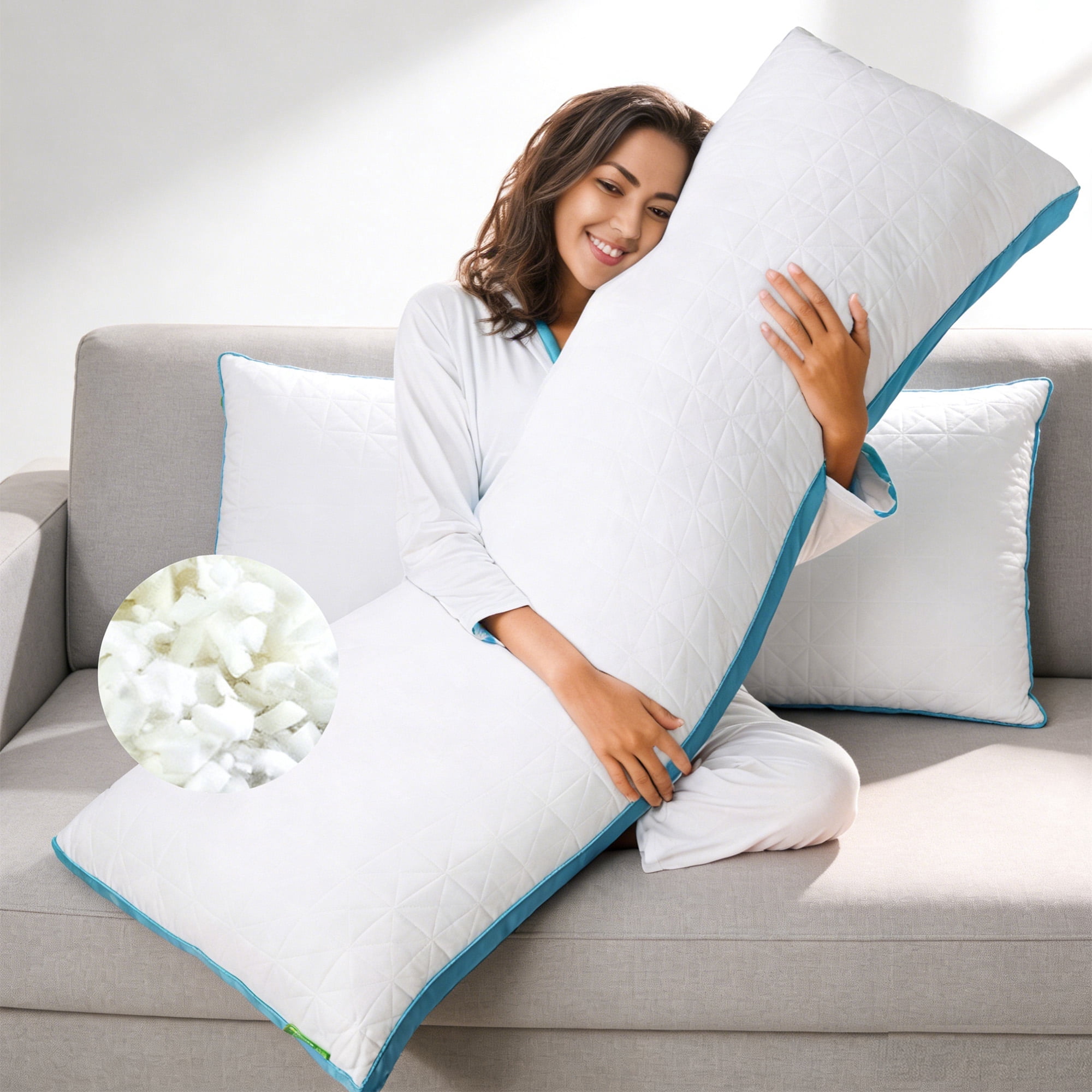 Oaskys Memory Foam Body Pillow with Rolled Edge Design – Long Support Cushion, Ideal for Side Sleepers, Pregnancy Maternity & Post Surgery Recovery