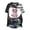 Black, variant on Women Iridescent Bow Ghost Tie Dye Tshirt Halloween Holographic Pink Bow Ghost Graphic Short Sleeve Blue Bleached Splatter Tee Fall Tops Black for Size XL