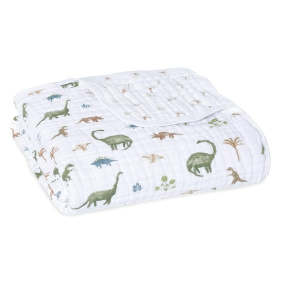 aden   anais essentials cotton muslin blanket, Blue, Dino Jungle, Infant, Boys
