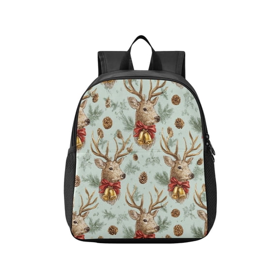 Toddler Backpack Reindeer and Red Ribbon Bows Waterproof Lightweight Backpack Casual Mini Daypack for Daycare & Travel
