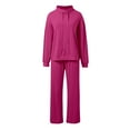 thumbnail image 5 of Aihuaihua Womens 2 Piece Outfits Sweatsuit Set 2025 Fall Drawstring Sweatshirt Wide Leg Sweatpant Lounge Sets Casual Tracksuit Matching Plus Size RD2, 5 of 6