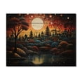 thumbnail image 3 of Designart "Sunset Pastoral Mystic Forest River II" Landscapes Print on Natural Pine Wood, 3 of 5