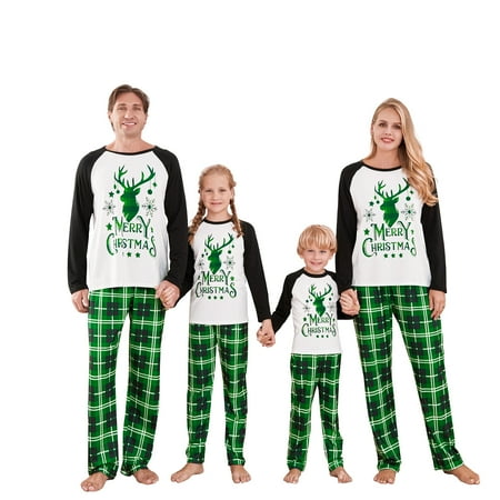 

goowrom Matching Christmas Pyjamas Family Pajamas PJs Set Xmas Elk Sleepwear Nightwear for Mens Womens Adults Kids