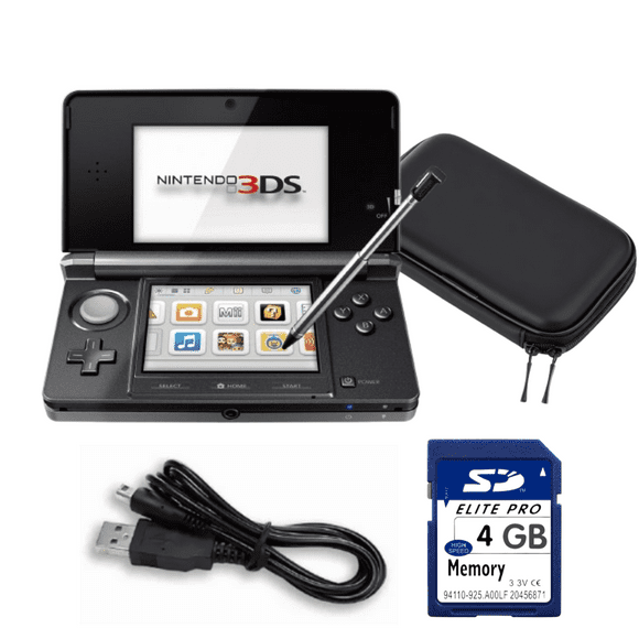 Nintendo 3DS Handheld Video Game Console with Carrying Case and 4GB SD Card - Cosmo Black (Refurbished)