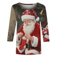 thumbnail image 6 of Xdegoge Christmas Shirts Women 3/4 Length Sleeve Round Neck Top Fashion Print Sweatshirt Family Xmas Holiday Graphic Tee Clothes for Christmas Ceremony, 6 of 7