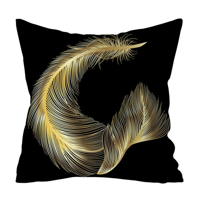 Daisyyozoid Housse de Coussin en Polyester Imprimé Plante Dorée pour Canapé Décoration Maison