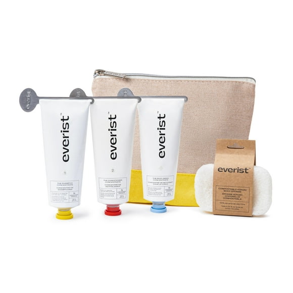 Everist The Complete Shower Kit, Strengthens & Repairs Hair, Deep Hydration & Smoothing, Shampoo, Deep Conditioner & Body Wash Concentrates, Compostab
