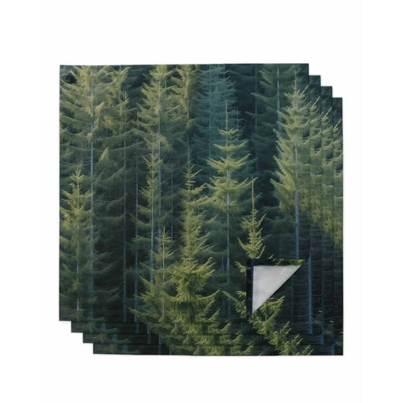 Green Forest Cloth Napkins Washable Set of 4, Pine Tree Summer Botanical Modern Art Reusable Dinner Table Napkins Cloth Bulk for Weddings Kitchen Restaurants Hotel Events Parties 20 x 20 Inch