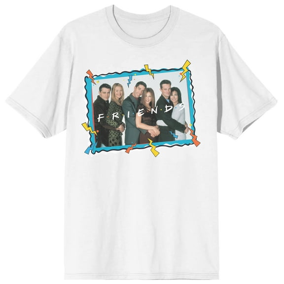 Friends TV Show Cast Cartoon Frame Juniors' White T-shirt-Medium