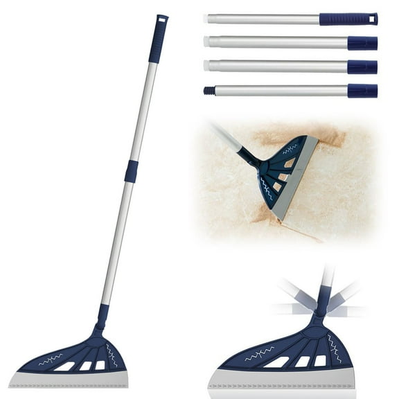 1PC Silicone Air Broom, Household Silicone Broom, Multifunction Magic Silicone Sweeper, Long Adjustable Aluminum Handle for Floor, Glass, and Tile