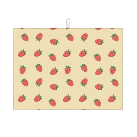 

Qekee Strawberries Print Dish Drying Mat Dishes Drainer Mat for Kitchen Counter Microfiber Absorbent Dish Draining Reusable Washable Draining Racks Extra Large 18 x24