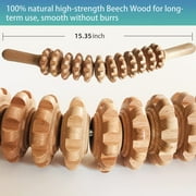 Torubia Wood Massage Tools Cellulite Roller Wooden Therapy Massager Tools Kit Maderoterapia Handheld Cellulite Blasters Lipo Roller Lymphatic Massage Light-Wood Color
