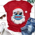 thumbnail image 1 of Pntutb Mujeres Moda Casual Manga corta Cuello redondo Impreso Feliz Navidad Camisa de algodón tops Pntutb Pntutb-4392, 1 of 4