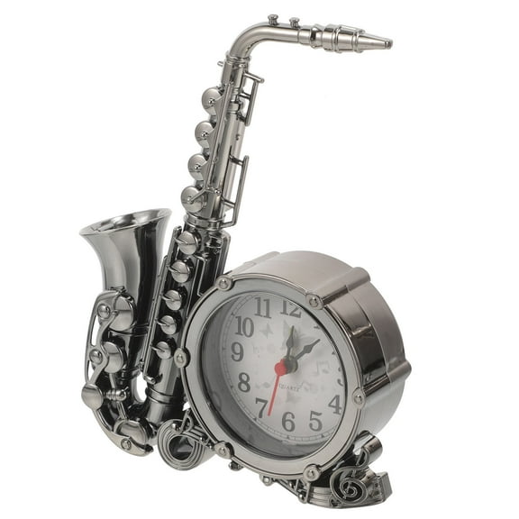 KALLORY Retro Desktop Clock Multi Color Plastic Saxophone Design for Home Use