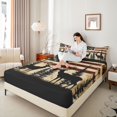 thumbnail image 4 of Feelyou Farmhouse Deer Print Queen Sheet Sets, Pine Tree Botanical Flat Sheet, American Flag Print Queen Fitted Sheet, Luxury Bedroom Decor, 4-Piece, 4 of 7