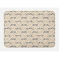 thumbnail image 1 of Adventure Bath Mat, Geometric Style Outline Drawings of Motorcycles in Squares, Plush Bathroom Decor Mat with Non Slip Backing, 29.5" X 17.5", Champagne Dark Blue Grey, by Ambesonne, 1 of 2
