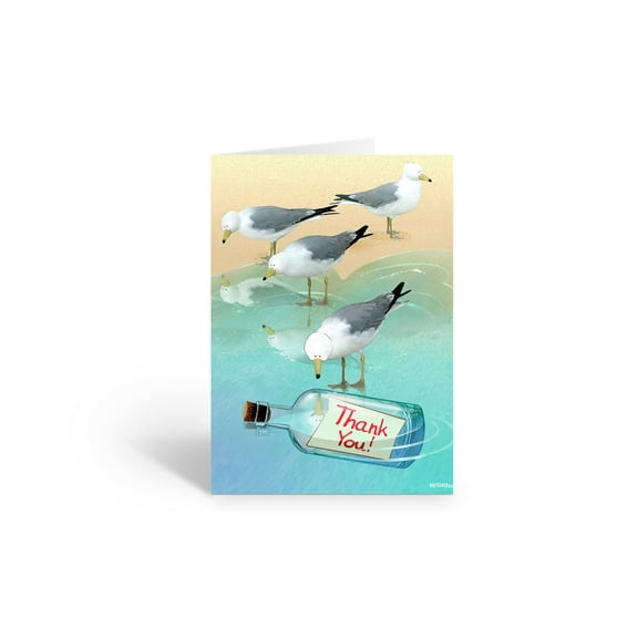 Stonehouse Collection Beach Thank You Note - 10 Boxed Cards & Envelopes - Note In A Bottle - Thank You