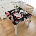thumbnail image 2 of Christmas Tablecloth Rectangle , Elastic Table Cover ,Cute Christmas Black Table Decor for Indoor Outdoor Camping Kitchen Party Dinning, 2 of 7
