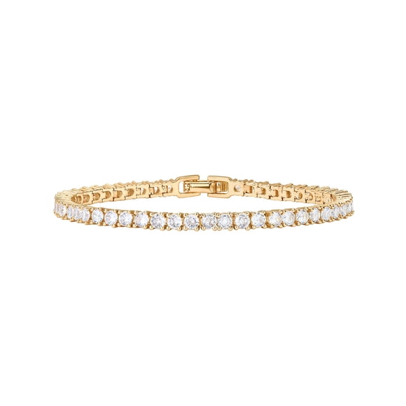 Pulsera PAVOI bañada en oro 14K con circonita cúbica de 3 mm 16.5 cm