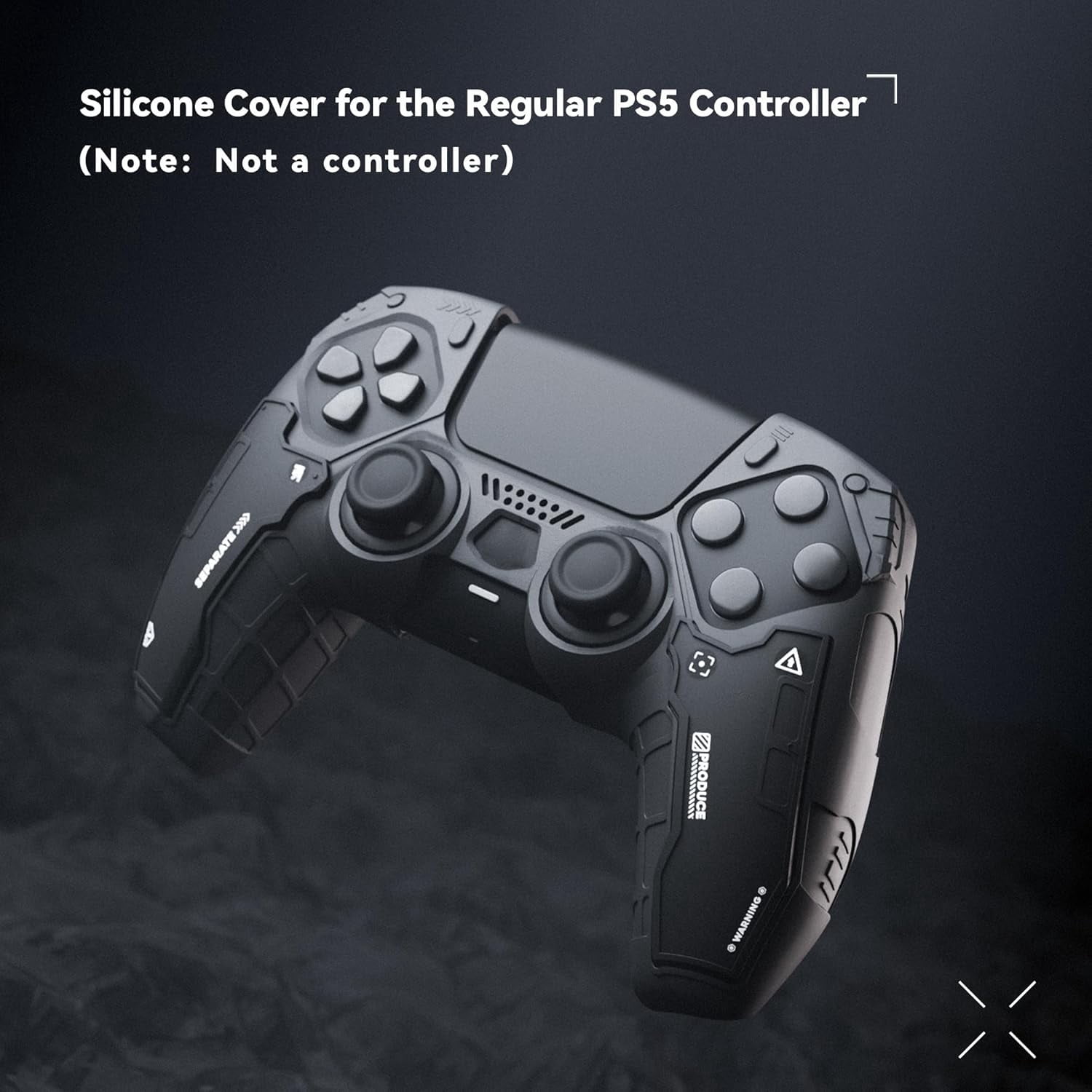 GeekShare PS5 Skin Silicone Protective Case + Thumb Grip + Sticker for PlayStation5 Controller Black