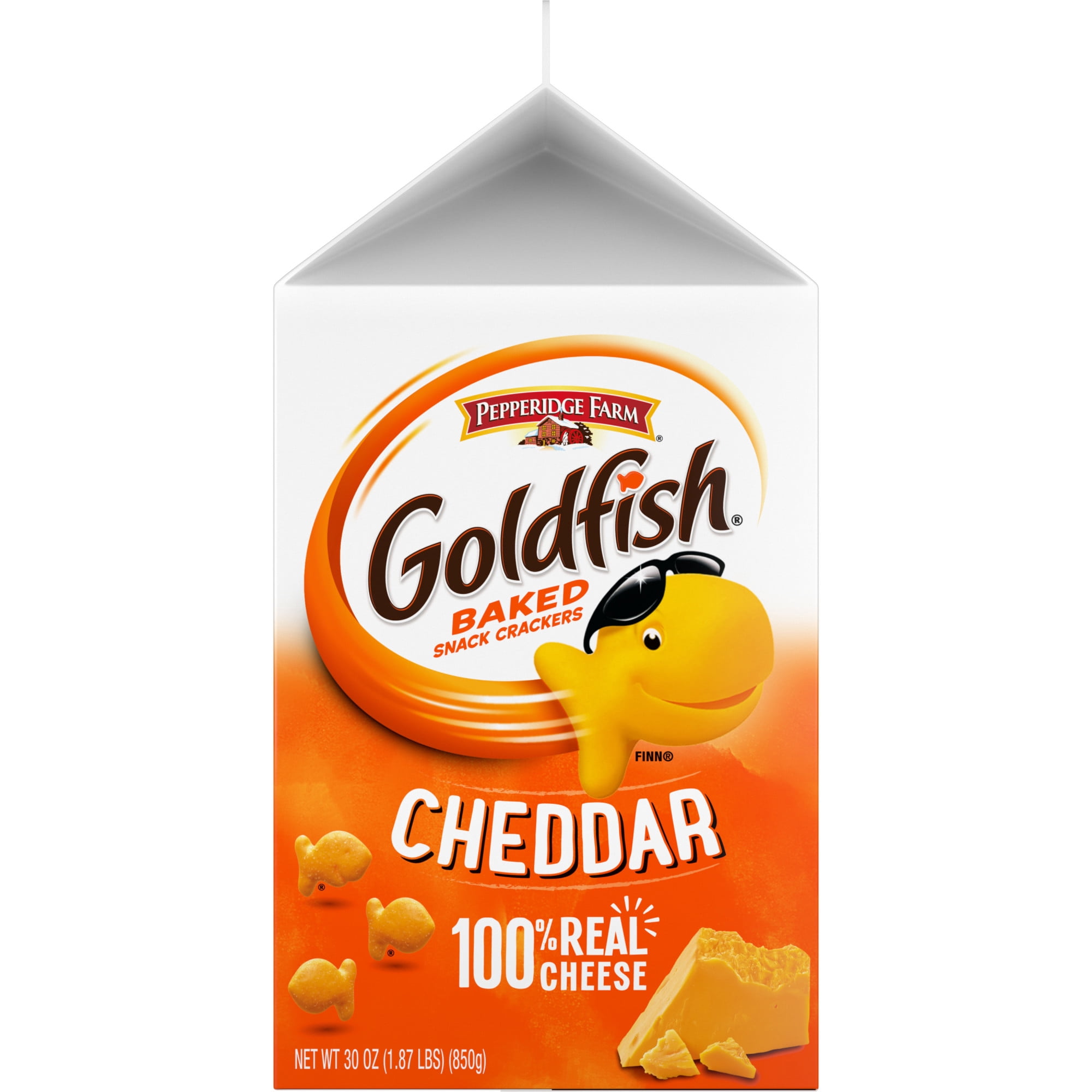 Goldfish Cheddar Cheese Crackers, Baked Snack Crackers, 30 oz Carton