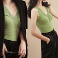 thumbnail image 3 of Camisas Térmicas Sin Mangas Para Mujer Chaleco Con Cuello En V Con Sujetador Incorporado Ropa Interior Camiseta Sin Mangas Térmica - Verde, 3 of 5