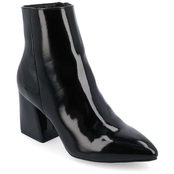 Journee Womens Sorren Covered Block Heel Pointed Toe Booties