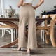 thumbnail image 4 of Pantalones rectos lisos de mujer con bolsillos de imitación de lino - Tejido similar al lino, cintura elástica, ropa para el trabajo diario, yoga y playa, 4 of 6