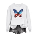 thumbnail image 2 of GaThRRgYP Simple Round Neck Long Sleeve Tee Women Basic,Ladies Long Sleeve Round Neck Independence Day Casual Printed Top White XL, 2 of 5