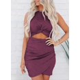 thumbnail image 4 of Women Casual Summer Bodycon Twist Knot Front Cutout Mini Short Dress Evening Dresses jiahui gao Sexy buttock skirt at hem, 4 of 4