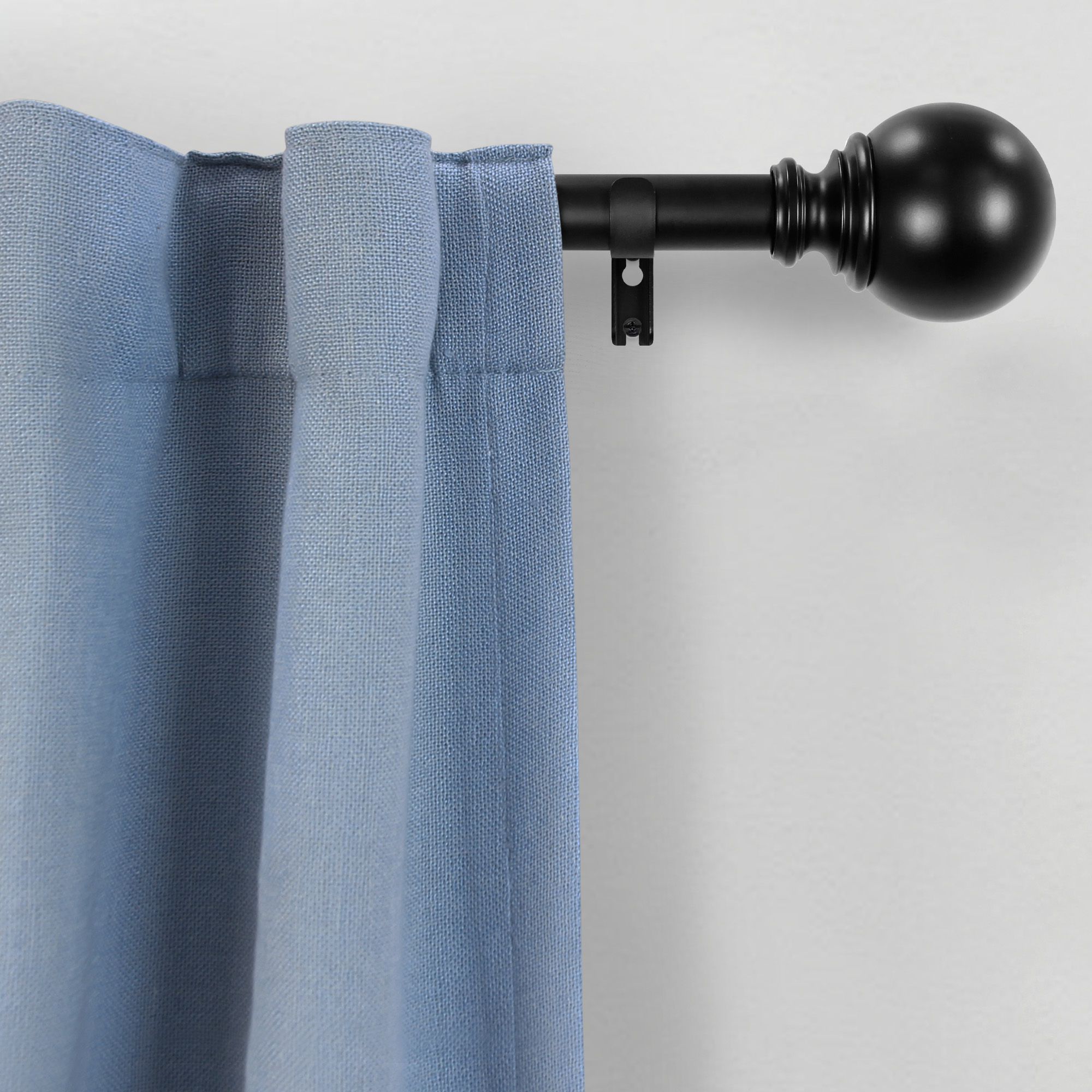 Better Homes & Gardens 1" Ball Single Curtain Rod, 32-120 Inches, Black photo 2