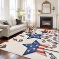 thumbnail image 2 of 5'x8' Area Rugs, 4th of July Indoor Outdoor Area Rug for Living Room Bedroom, Blue Red Star Rustic Independence Day Washable Bathroom Rugs Kitchen Floor Carpet Mats Home Decor Aesthetic, 2 of 8