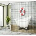 thumbnail image 4 of Ambesonne Floral Shower Curtain, Grunge Wall Sailor Bath, 69"Wx70"L, White Red Grey, 4 of 4