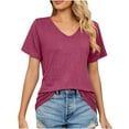 thumbnail image 3 of yillto Womens V Neck Shirts Basic Short Sleeve Loose Solid Color Summer Soft Comfy Casual Tshirts, 3 of 7