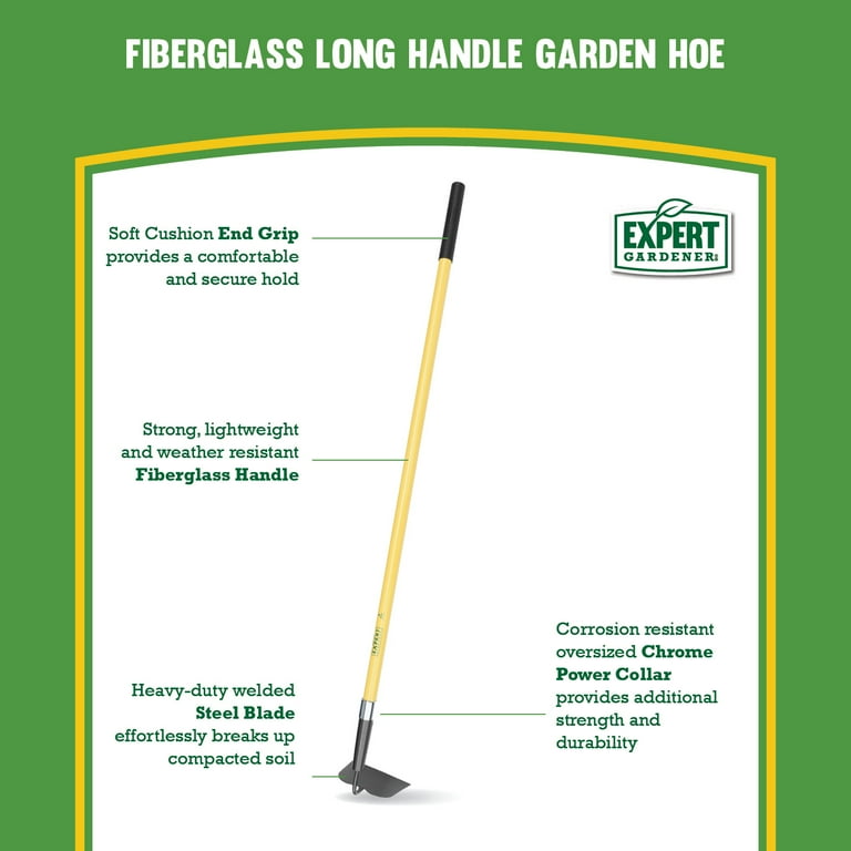 Expert Gardener Fiberglass Long Handle Garden Hoe, 53.15