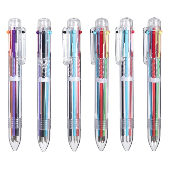 CCOCC 6 Pack Multicolor Pen 6 Color Retractable Ballpoint Pens Fun Pens | 0.5Mm 6 in 1 Colored Pens for Office Supplies Students Gift Party Favors