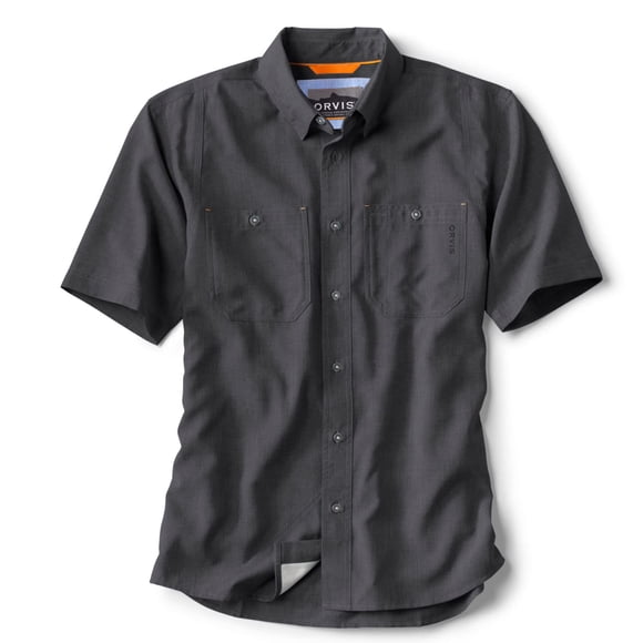 Camisa Orvis Tech Chambray Work de manga corta para hombre, color negro-S