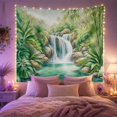 thumbnail image 2 of Tropical Waterfall with Bamboo and Teal Pool, Peaceful Coastal for Nature Lovers, Waterfall Wall Art, Housewarming Gift, Tapestry Wall Hanging for Bathroom and Living Room, 2 of 7
