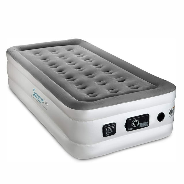 SereneLife Twin Size Inflatable Premium Airbed Flocked Mattress w/ Internal Pump