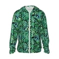 thumbnail image 2 of Uemuo Monstera Leaves Pattern Women's Full Zip UPF 50+ Sun Protection Hoodie Jacket Long Sleeve Sun Shirt Hiking Outdoor Performance with Pockets-, 2 of 9