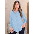 thumbnail image 2 of Roaman's Women's Plus Size Kate Long Sleeve Easy Cotton-Blend Button-Front Shirt, 2 of 6